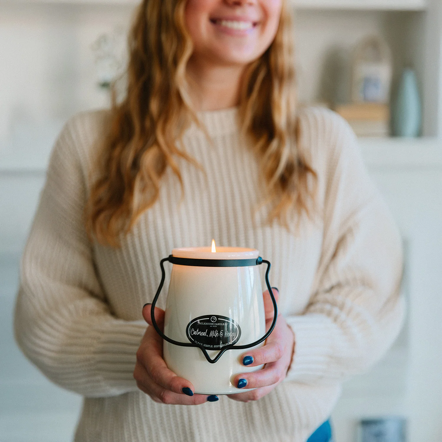 Oatmeal, Milk & Honey Candle | 22 oz Butter Jar - Image 4
